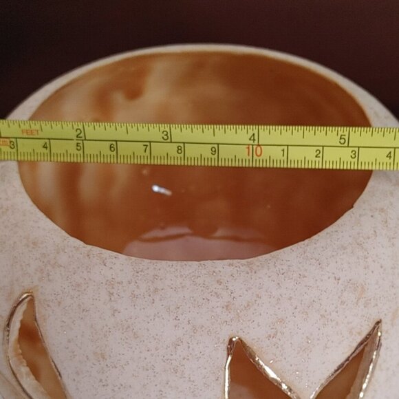 Ivory and Gold Floral Ceramic Vase - Picture 7 of 8